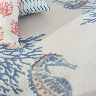 Nourison Pompeii PMP03 Ivory/Multi Area Rug Corner Image