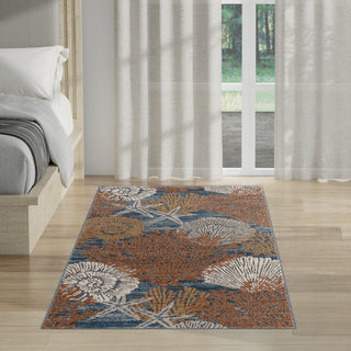 Nourison Pompeii PMP04 Blue Multicolor Area Rug Corner Image