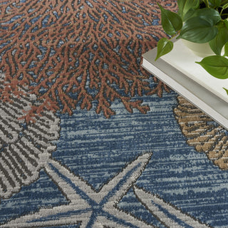 Nourison Pompeii PMP04 Blue Multicolor Area Rug Corner Image