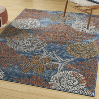 Nourison Pompeii PMP04 Blue Multicolor Area Rug Corner Image