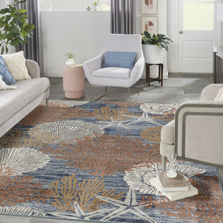Nourison Pompeii PMP04 Blue Multicolor Area Rug Corner Image