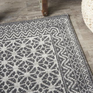 Nourison Palermo PMR02 Charcoal Silver Area Rug Corner Image