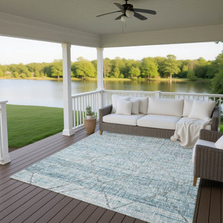 Dalyn Portico PO1 Teal Machine Washable Area Rug Outdoor Lifestyle Image Feature