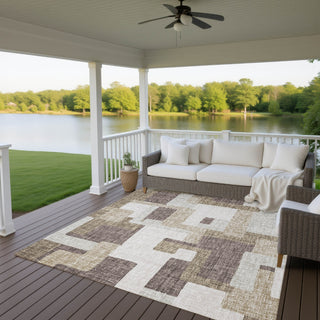 Dalyn Portico PO3 Brown Machine Washable Area Rug Outdoor Lifestyle Image Feature