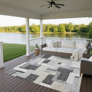 Dalyn Portico PO3 Gray Machine Washable Area Rug Outdoor Lifestyle Image Feature