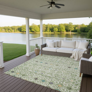 Dalyn Portico PO4 Aloe Machine Washable Area Rug Outdoor Lifestyle Image Feature