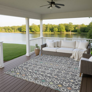 Dalyn Portico PO4 Gray Machine Washable Area Rug Outdoor Lifestyle Image Feature