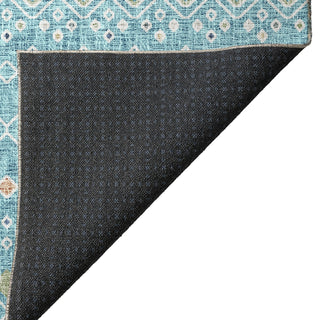 Dalyn Portico PO4 Teal Machine Washable Area Rug Backing Image