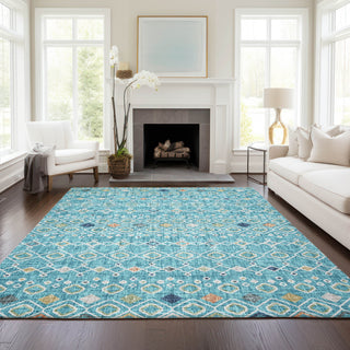 Dalyn Portico PO4 Teal Machine Washable Area Rug Lifestyle Image Feature