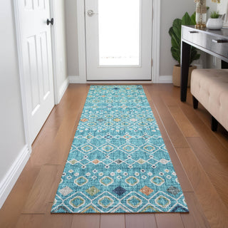Dalyn Portico PO4 Teal Machine Washable Area Rug Runner Lifestyle Image Feature