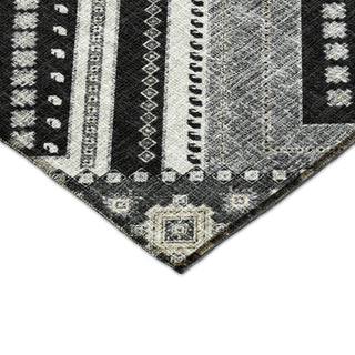 Dalyn Portico PO5 Black Machine Washable Area Rug Corner Image