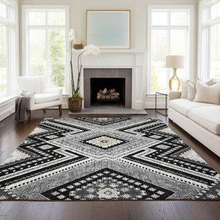 Dalyn Portico PO5 Black Machine Washable Area Rug Lifestyle Image Feature