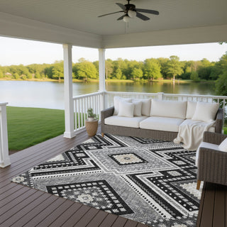 Dalyn Portico PO5 Black Machine Washable Area Rug Outdoor Lifestyle Image Feature