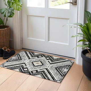 Dalyn Portico PO5 Black Machine Washable Area Rug Scatter Lifestyle Image Feature