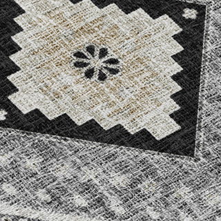 Dalyn Portico PO5 Black Machine Washable Area Rug Swatch Image