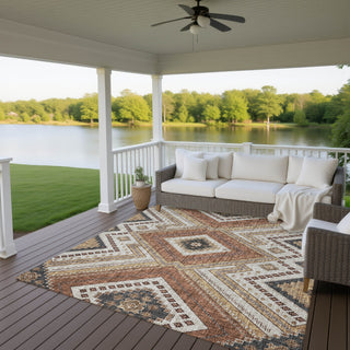 Dalyn Portico PO5 Copper Machine Washable Area Rug Outdoor Lifestyle Image Feature