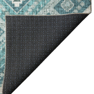 Dalyn Portico PO5 Teal Machine Washable Area Rug Backing Image