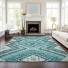 Dalyn Portico PO5 Teal Machine Washable Area Rug Lifestyle Image Feature