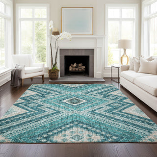 Dalyn Portico PO5 Teal Machine Washable Area Rug Lifestyle Image Feature