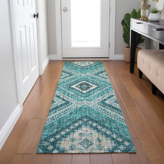 Dalyn Portico PO5 Teal Machine Washable Area Rug Runner Lifestyle Image Feature