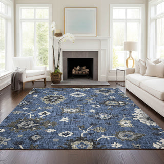 Dalyn Portico PO6 Blue Machine Washable Area Rug Lifestyle Image Feature