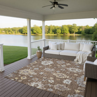 Dalyn Portico PO6 Chocolate Machine Washable Area Rug Outdoor Lifestyle Image Feature