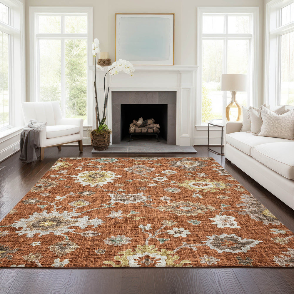Dalyn Portico PO6 Paprika Machine Washable Area Rug Lifestyle Image Feature