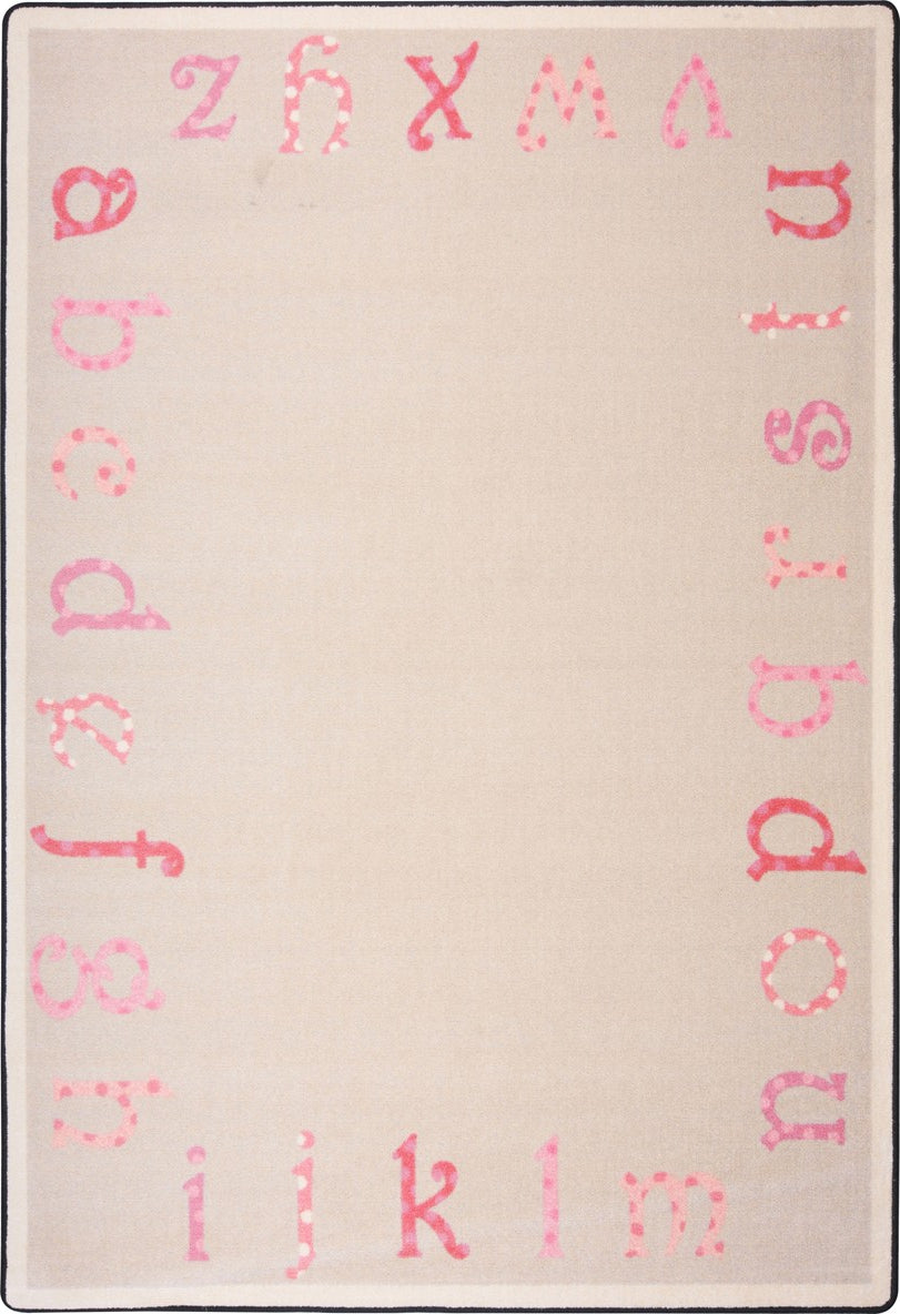 Joy Carpets Kid Essentials Polka Dot ABC's Pink Area Rug