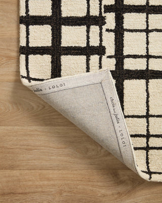 Chris Loves Julia x Loloi Polly POL-02 Black / Ivory Area Rug Backing Image