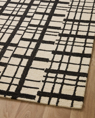 Chris Loves Julia x Loloi Polly POL-02 Black / Ivory Area Rug Angle Image