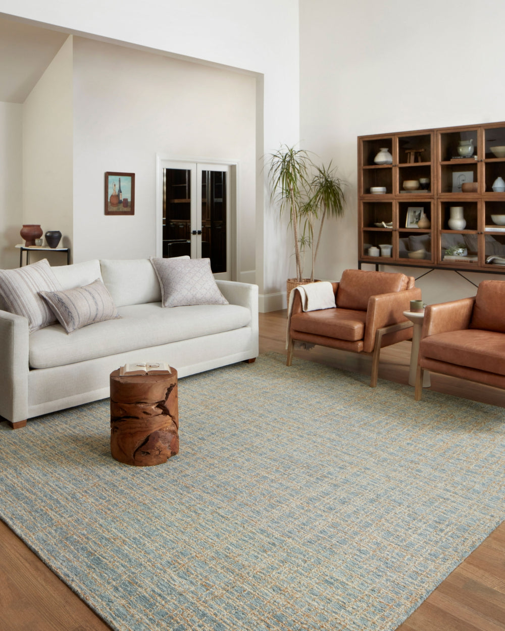 Chris Loves Julia x Loloi Polly POL-03 Blue / Sand Area Rug Lifestyle Image Feature