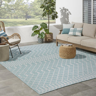 Nourison Positano POS02 Aqua Area Rug Corner Image
