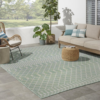 Nourison Positano POS02 Blue Green Area Rug Corner Image