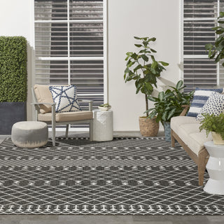 Nourison Positano POS02 Black Area Rug Corner Image