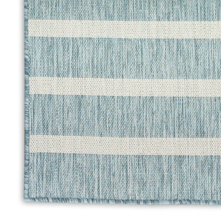 Nourison Positano POS03 Aqua Ivory Area Rug Corner Image