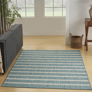 Nourison Positano POS03 Aqua Ivory Area Rug Corner Image