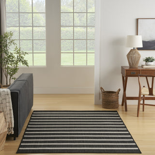 Nourison Positano POS03 Black Ivory Area Rug Swatch Image