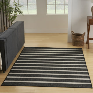 Nourison Positano POS03 Black Ivory Area Rug Corner Image