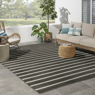 Nourison Positano POS03 Black Ivory Area Rug Corner Image