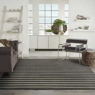 Nourison Positano POS03 Black Ivory Area Rug Swatch Image