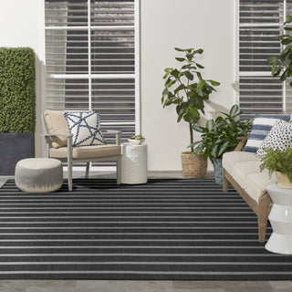 Nourison Positano POS03 Black Ivory Area Rug Corner Image