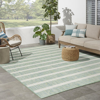 Nourison Positano POS03 Blue Green Ivory Area Rug Corner Image