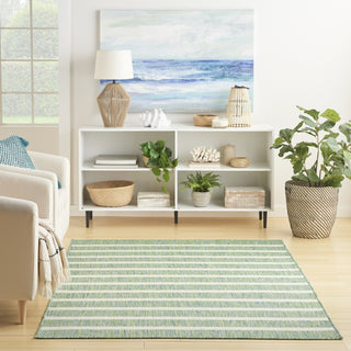 Nourison Positano POS03 Blue Green Ivory Area Rug Swatch Image