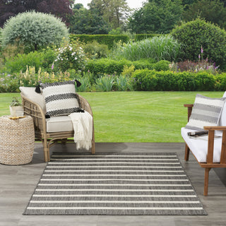 Nourison Positano POS03 Charcoal Ivory Area Rug Corner Image