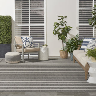 Nourison Positano POS03 Charcoal Ivory Area Rug Corner Image