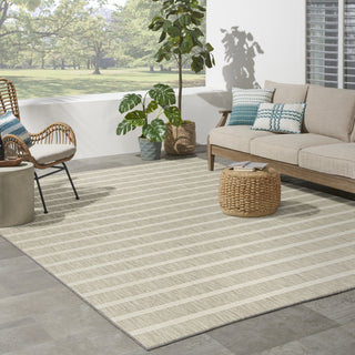 Nourison Positano POS03 Grey Ivory Area Rug Corner Image