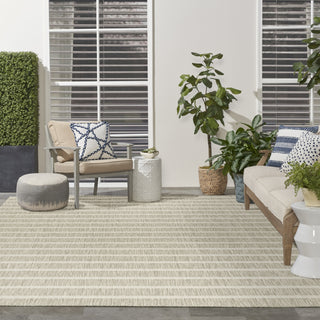 Nourison Positano POS03 Grey Ivory Area Rug Corner Image