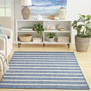 Nourison Positano POS03 Navy Ivory Area Rug Corner Image