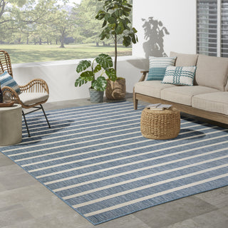 Nourison Positano POS03 Navy Ivory Area Rug Corner Image