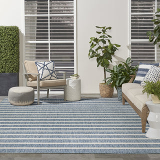 Nourison Positano POS03 Navy Ivory Area Rug Corner Image